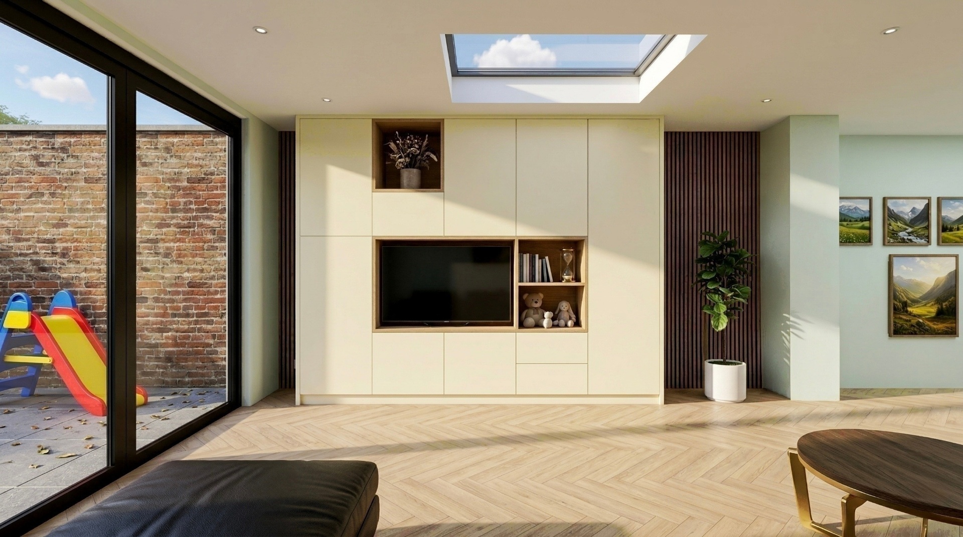 AI render dag — kastenwand